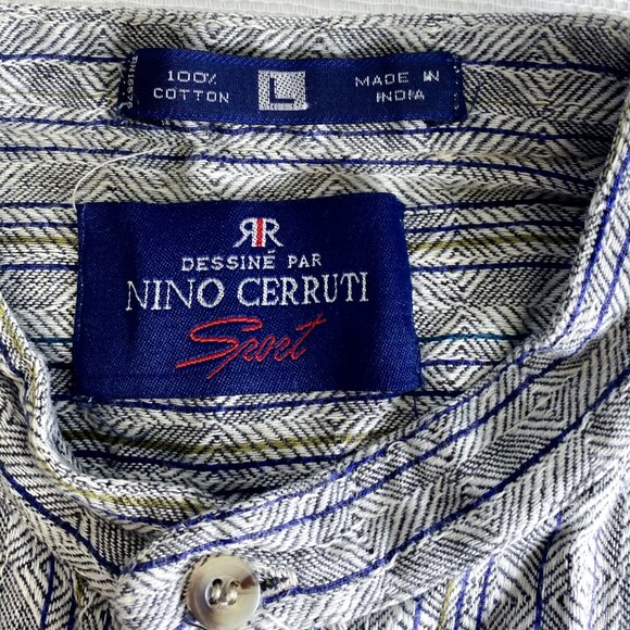 Nino Cerruti Brand Men's Shirt Sport Button Up Semi-Casual Top Gray 100% Cotton - Picture 3 of 13
